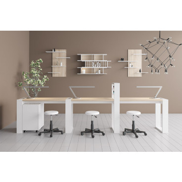 Трёхместный маникюрный стол "Matrix" с подставкой для лаков и тумбой